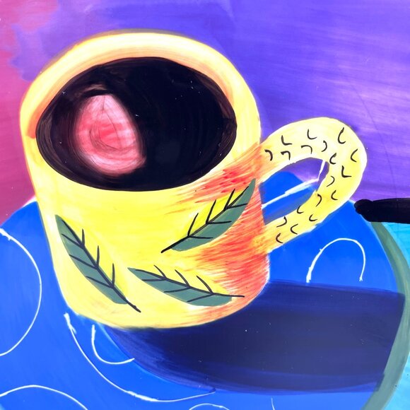 VTG Set of 4 Mary Naylor Designs Hand-Painted Coffee-Themed Plates 2003 9.75 in - Picture 7 of 11